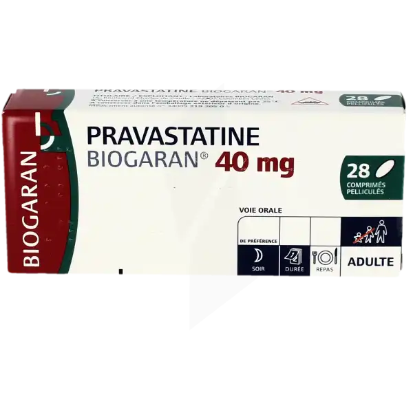 Pravastatine Biogaran 40 Mg, Comprimé Pelliculé