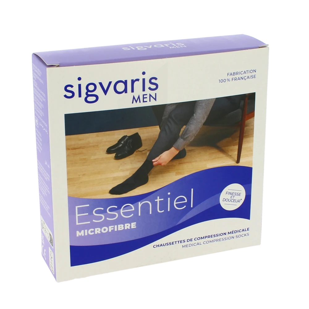 Sigvaris Essentiel Microfibre Chaussettes  Homme Classe 2 Noir Small Normal