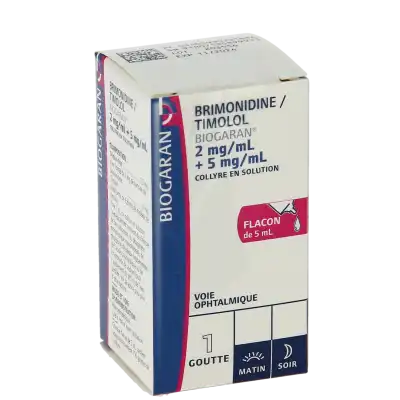 BRIMONIDINE/TIMOLOL BIOGARAN 2 mg/mL + 5 mg/mL, collyre en solution