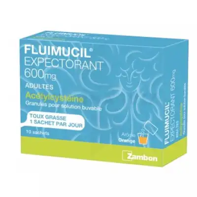 FLUIMUCIL EXPECTORANT ACETYLCYSTEINE 600 mg Glé s buv adultes 10Sach