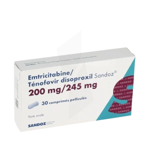 Emtricitabine/tenofovir Disoproxil Sandoz 200 Mg/245 Mg, Comprimé Pelliculé
