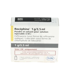 Rocephine 1 G/3,5 Ml, Poudre Et Solvant Pour Solution Injectable (im)
