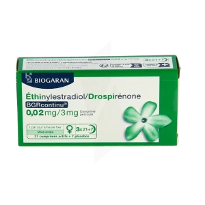 Ethinylestradiol/drospirenone Bgrcontinu 0,02 Mg/3 Mg, Comprimé Pelliculé
