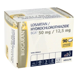 Losartan/hydrochlorothiazide Bgr 50 Mg/12,5 Mg, Comprimé Pelliculé