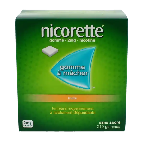 Nicorette Fruits 2 Mg Sans Sucre, Gomme à Mâcher Médicamenteuse édulcorée Au Xylitol Et à L'acésulfame Potassique