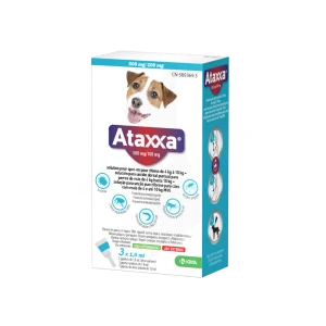 Ataxxa 500 Mg/100 Mg Solution Pour Spot-on Pour Chiens De 4 Kg A 10 Kg, Solution Pour Spot-on