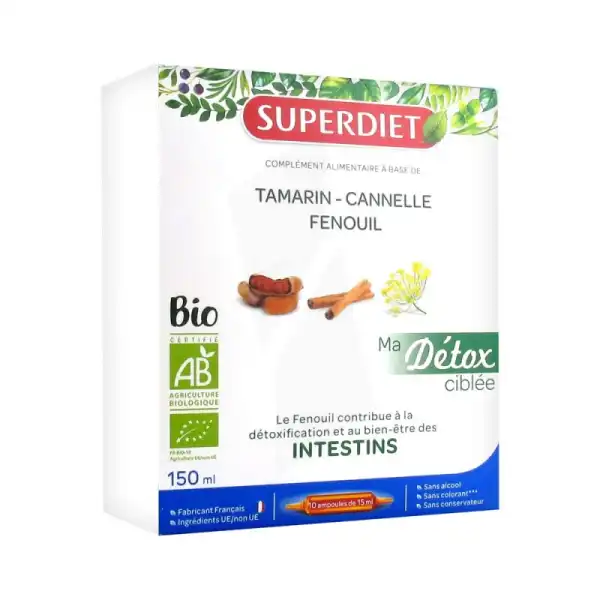 Superdiet Ma Détox Ciblée Fenouil Bio Solution Buvable Intestin 10 Ampoules/15ml