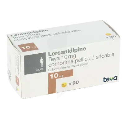 Lercanidipine Teva 10 Mg, Comprimé Pelliculé Sécable à Blere