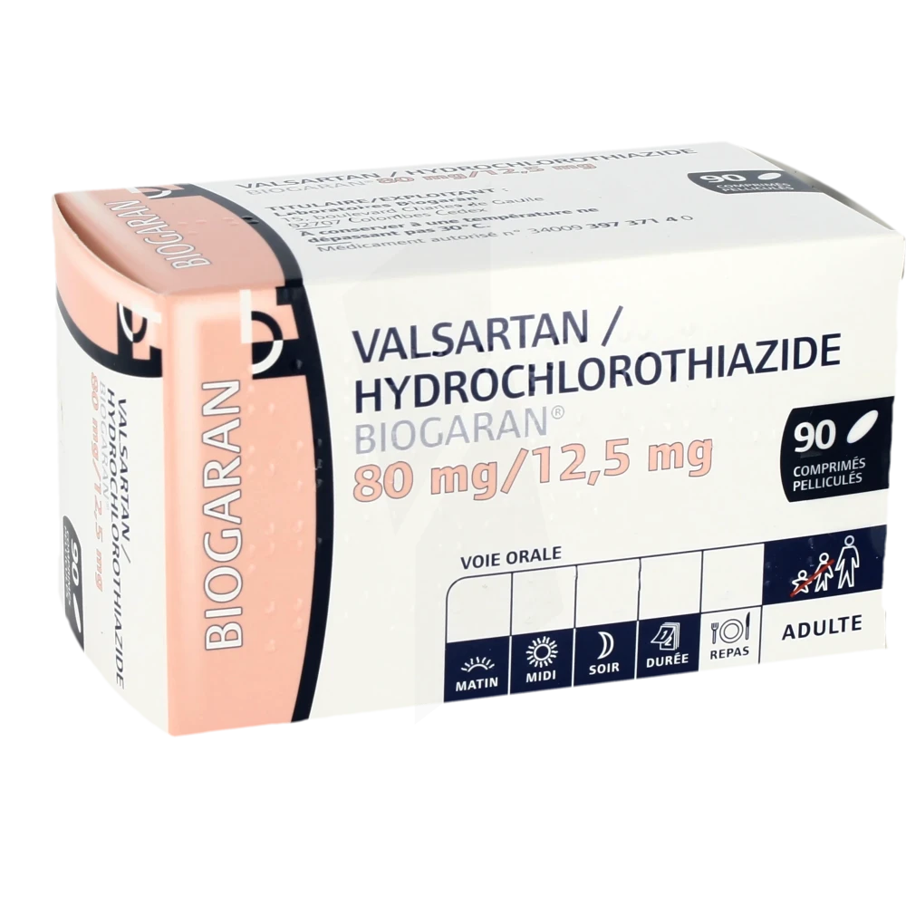 Valsartan Hydrochlorothiazide Biogaran 80 Mg/12,5 Mg, Comprimé Pelliculé