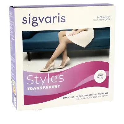 Sigvaris Styles Transparent Chaussettes  Femme Classe 2 Beige 130 Medium Long à Bordeaux