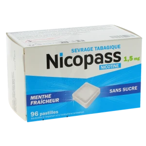Nicopass 1,5 Mg Sans Sucre Menthe Fraicheur, Pastille édulcorée à L'aspartam Et à L'acésulfame Potassique