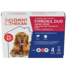 Fiprokil Duo 268mg/80mg Solution Pour Spot-on Grands Chiens 20-40kg 4 Pipettes/2.68ml