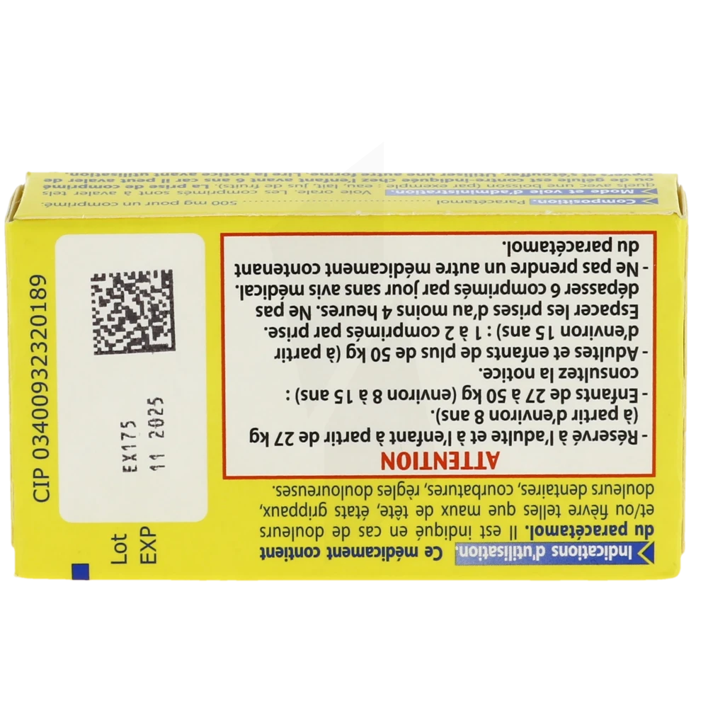 Doliprane 500 mg boîte de 16 gélules - Médicament conseil - Pharmacie Prado  Mermoz