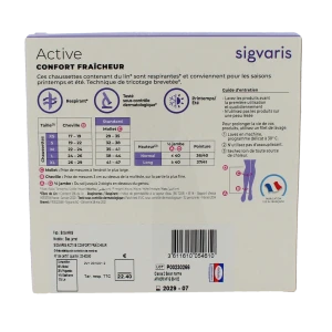 Sigvaris Active Confort Fraîcheur Origin Lin Chaussette Classe 2 Femme Ecru Long M