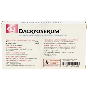 Dacryoserum Solution Pour Lavage Ophtalmique En Récipient Unidose 20unidoses/5ml