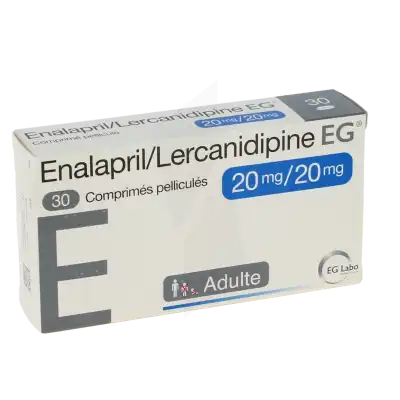Enalapril/lercanidipine Eg 20 Mg/20 Mg, Comprimé Pelliculé à Abbeville