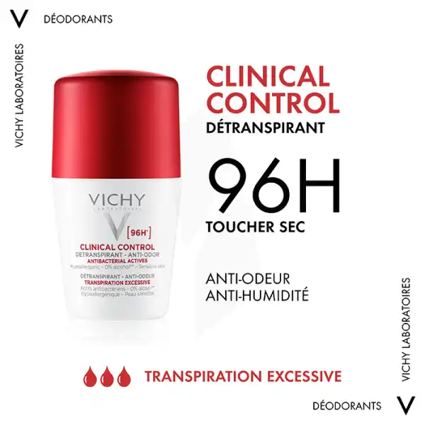 Vichy Deodorant Dermo-tolerance Détranspirant Anti-odeur Transpiration Excessive Roll-on/50ml