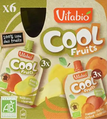 Vitabio Cool Fruits Compote Pomme Poire+pomme Pêche Abricot 6gourdes/90g à Serris