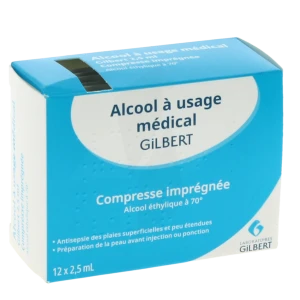 Alcool A Usage Medical Gilbert 2,5 Ml, Compresse Imprégnée