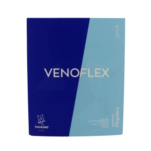 Venoflex Elegance 2 Bas Cuisse Antiglisse Maille Côtelée Homme Noir Taille 1l