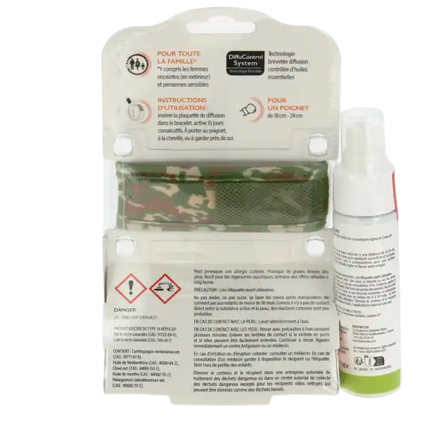 Parakito Bracelet Anti-moustique Adulte Camouflage +spray Offert 30ml