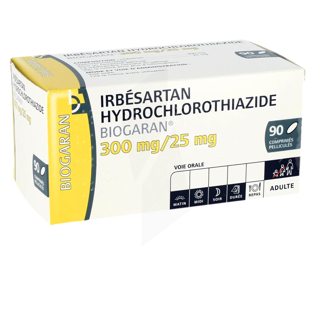 Irbesartan/hydrochlorothiazide Biogaran 300 Mg/25 Mg, Comprimé Pelliculé