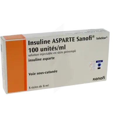 Insuline Asparte Sanofi 100 Unités/ml, Solution Injectable En Stylo Prérempli à Abbeville