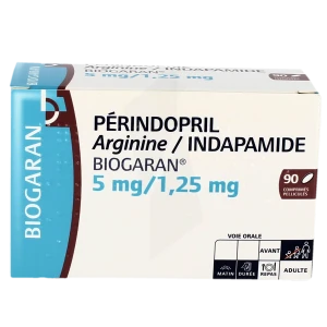 Perindopril Arginine/indapamide Biogaran 5 Mg/1,25 Mg, Comprimé Pelliculé