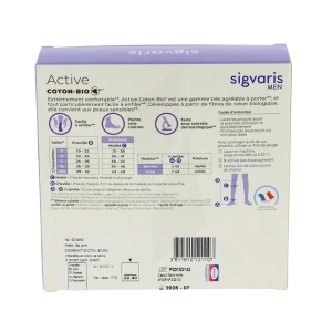Sigvaris Active Coton Bio 55% Chaussette Classe 2 Homme Beige Normal S