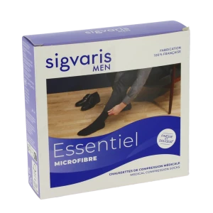 Sigvaris Essentiel Microfibre Chaussettes  Homme Classe 2 Gris Anthracite Large Normal