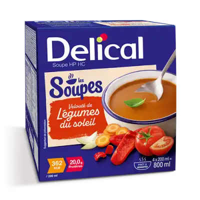Delical Soupe Hp Hc Nutriment Velouté Légumes Du Soleil 4bols/200ml à Paris