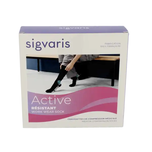 Sigvaris Active Resistant Chaussettes  Femme Classe 2 Noir Xsmall Long