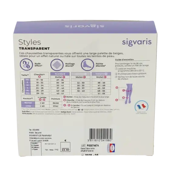 Sigvaris Styles Transparent Chaussettes  Femme Classe 2 Beige 120 Medium Long