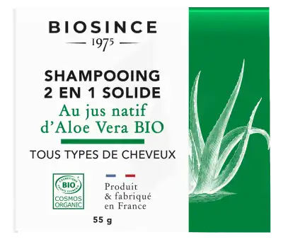 Biosince 1975 Shampooing 2 en 1 Solide Aloé vera Bio 55g