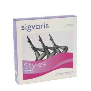 Sigvaris Styles Motifs Carreaux Bas Auto-fixants Classe 2 Femme Noir Normal M