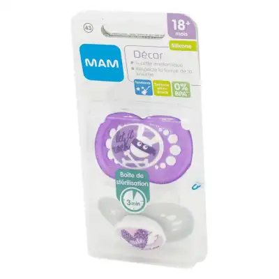 Mam Sucette Silicone 18 Mois+ Tendance B/2+boite Stérilisation