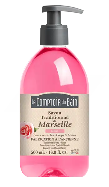 Le Comptoir Du Bain Savon Traditionnel De Marseille Rose Fl Pompe/500ml