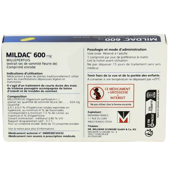 Mildac 600 Mg, Comprimé Enrobé