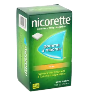 Nicorette Fruits 4 Mg Sans Sucre, Gomme à Mâcher Médicamenteuse édulcorée Au Xylitol Et à L'acésulfame Potassique à GRENOBLE