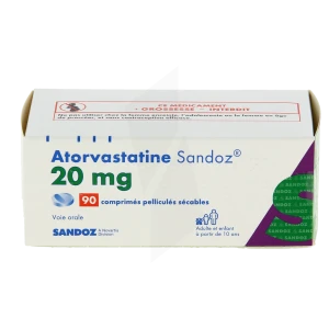 Atorvastatine Sandoz 20 Mg, Comprimé Pelliculé Sécable