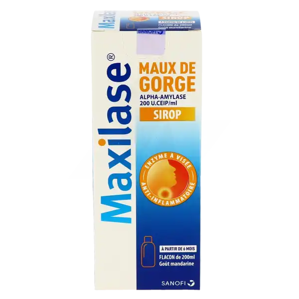 Maxilase Alpha-amylase 200 U Ceip/ml Sirop Maux De Gorge Fl/200ml