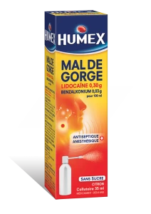 Humex Mal De Gorge Lidocaine/benzalkonium 0,30 G/0,03 G Pour 100 Ml, Collutoire, Flacon Pressurisé