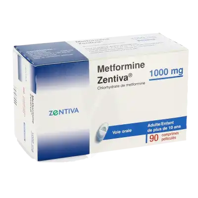 METFORMINE ZENTIVA 1000 mg, comprimé pelliculé
