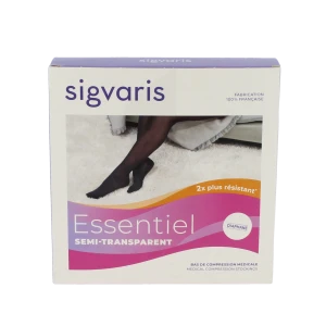 Sigvaris Essentiel Semi-transparent Bas Auto-fixants  Femme Classe 2 Noir Medium Long
