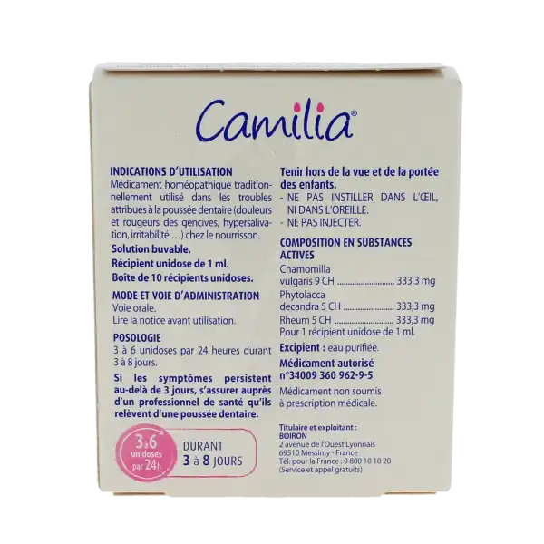 Boiron Camilia, Solution Buvable En Récipient Unidose