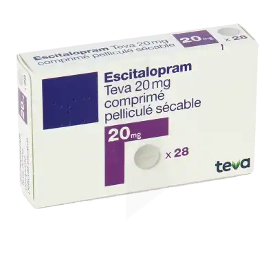 Escitalopram Teva 20 Mg, Comprimé Pelliculé Sécable à DIJON