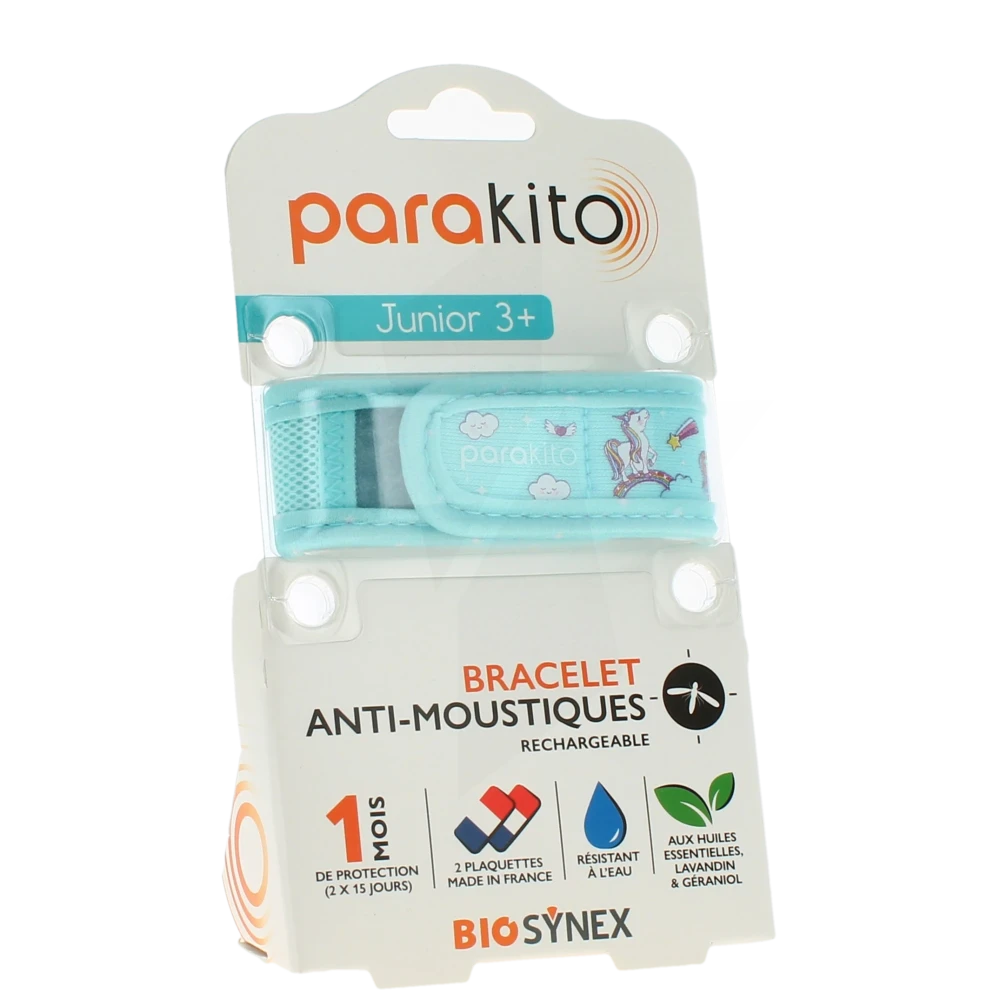 Parakito Junior 1 Bracelet Rechargeable Anti-moustique Licornes Boîte De 2