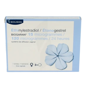 Ethinylestradiol/etonogestrel Biogaran 15 Microgrammes/120 Microgrammes/24 Heures, Système De Diffusion Vaginal