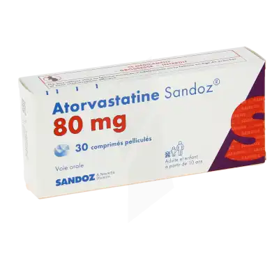 ATORVASTATINE SANDOZ 80 mg, comprimé pelliculé sécable