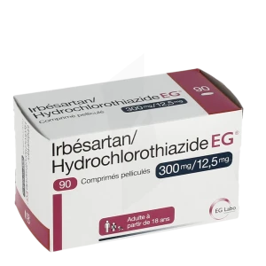 Irbesartan/hydrochlorothiazide Eg 300 Mg/12,5 Mg, Comprimé Pelliculé
